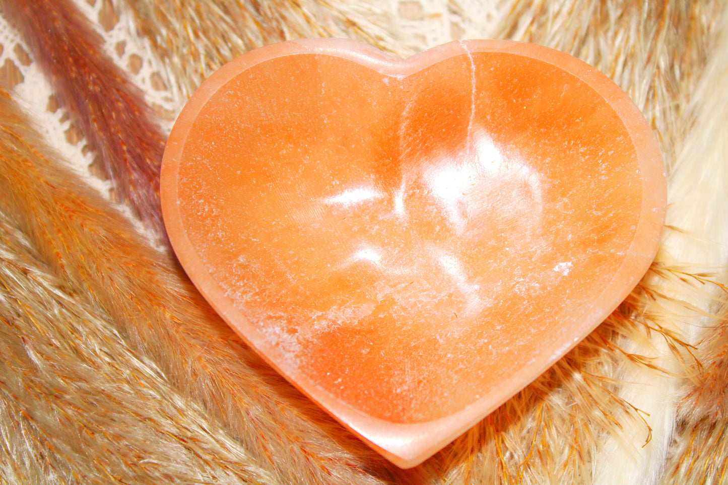 Orange Selenite Heart Bowl