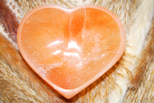 Orange Selenite Heart Bowl